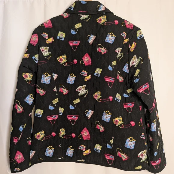 Vintage Colorful Women's Jacket with Purse Print - Picture 2 of 5